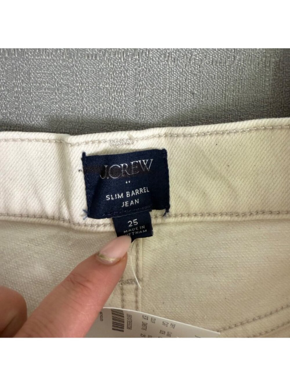 J.Crew Slim Barrel Jeans In Off-White Size 25 High-Rise Stretch Cotton Blend - Picture 2 of 13